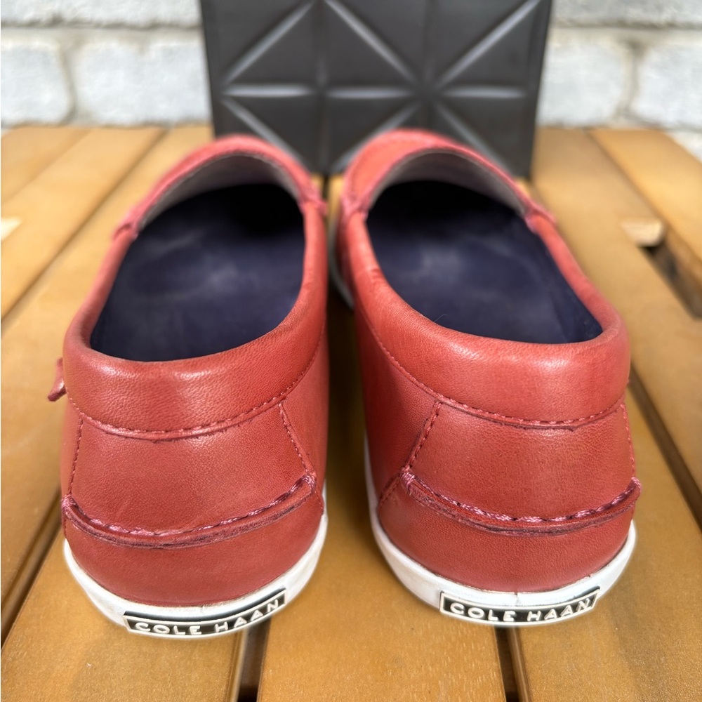 Cole Haan Red Leather boat shoe/ Loafers with Moccasin Stitching - Picture 5 of 8
